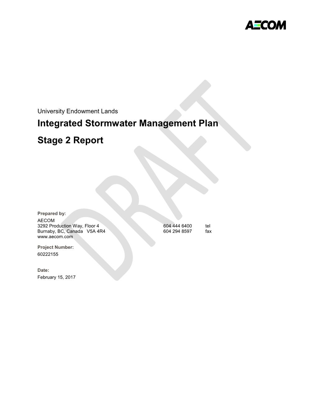 Integrated Stormwater Management Plan Stage 2 Report