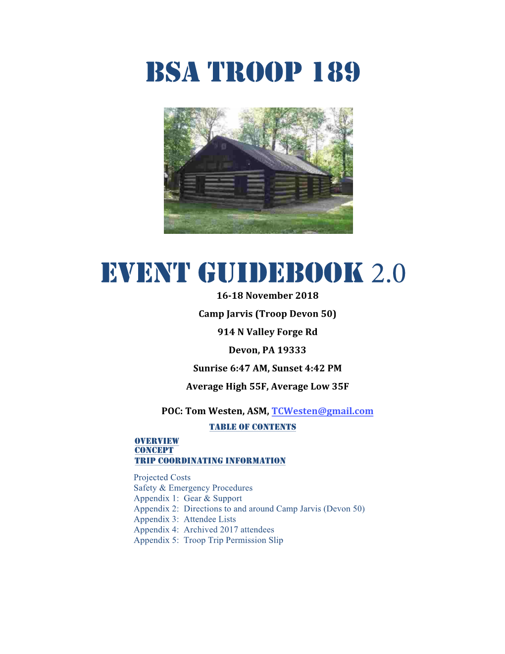 Bsa Troop 189 Event Guidebook