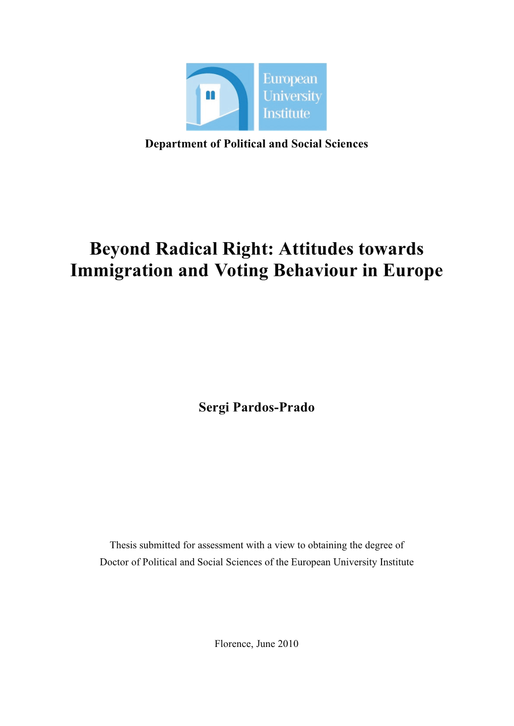 Attitudes Towards Immigration and Voting Behaviour in Europe
