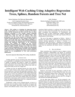 Intelligent Web Caching Using Adaptive Regression Trees, Splines, Random Forests and Tree Net