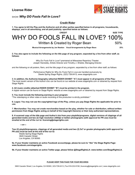 Why DO Fools Fall in Love?