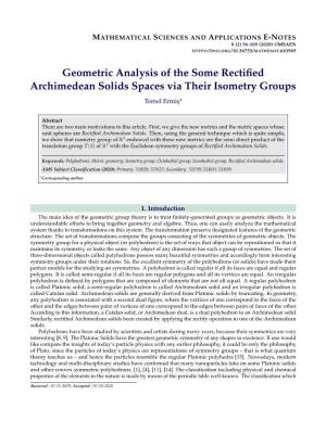 Geometric Analysis of the Some Rectified Archimedean Solids
