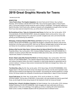 2019 Great Graphic Novels for Teens