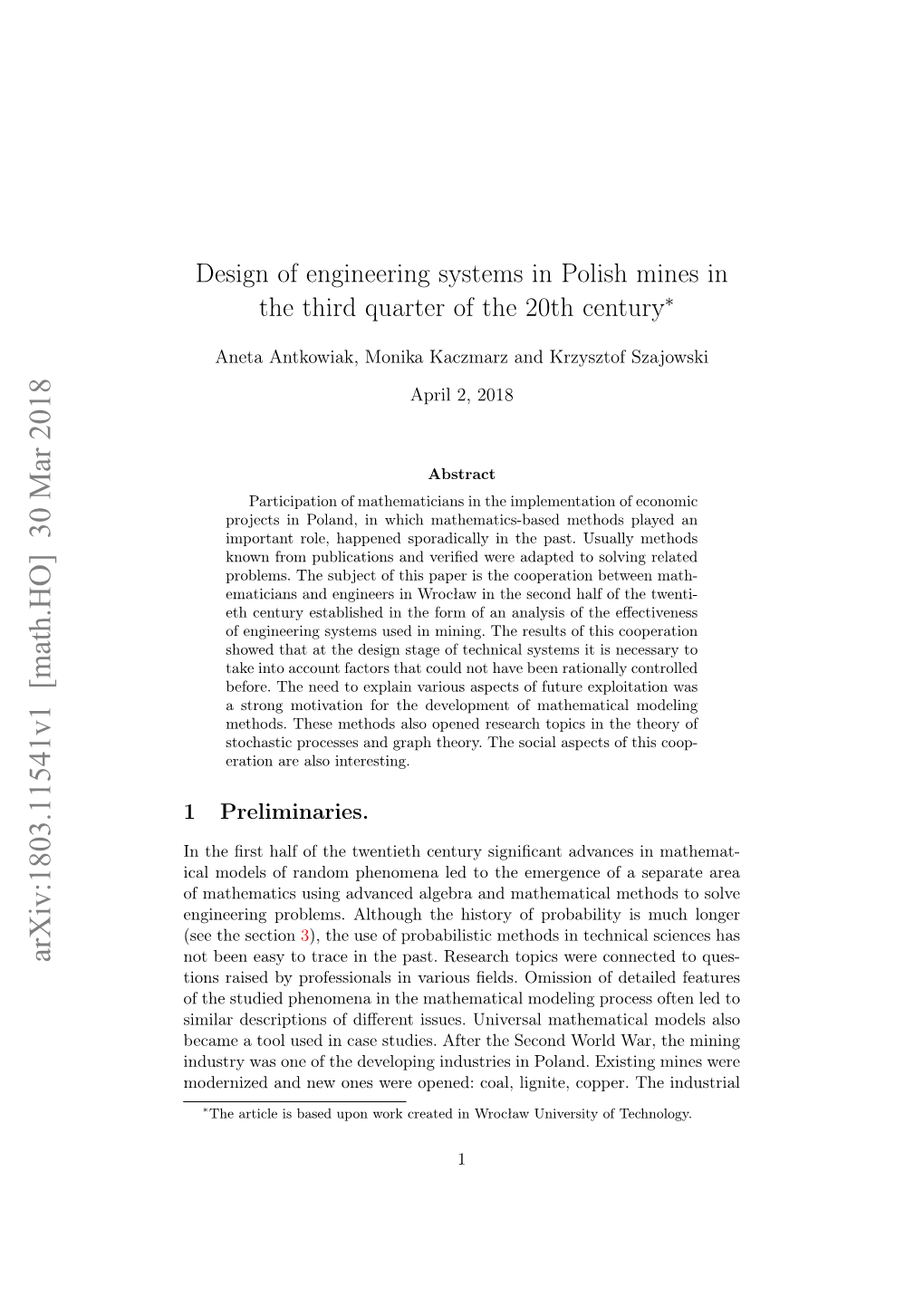 "Design of Engineering Systems in Polish Mines in the Second Half of the 20Th Century"