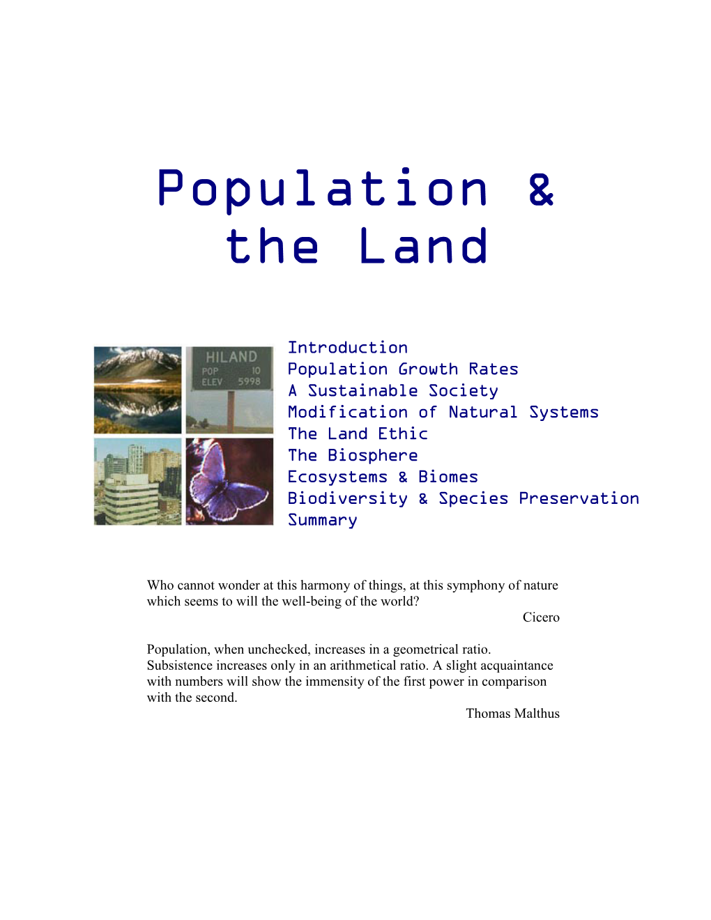 Population & the Land