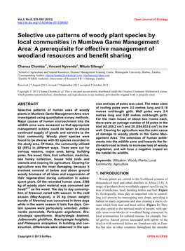 Selective Use Patterns of Woody Plant Species by Local Communities In