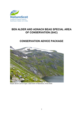 Ben Alder and Aonach Beag Special Area of Conservation (Sac) Conservation Advice Package