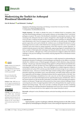 Modernizing the Toolkit for Arthropod Bloodmeal Identification