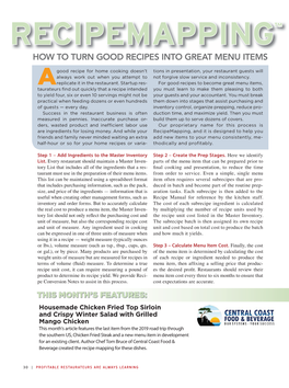 Recipemapping™ How to Turn Good Recipes Into Great Menu Items