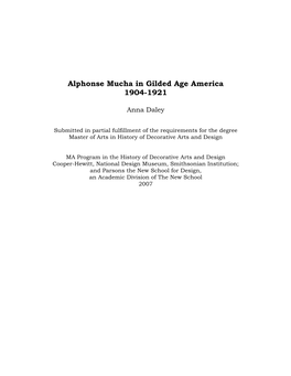 Alphonse Mucha in Gilded Age America 1904-1921