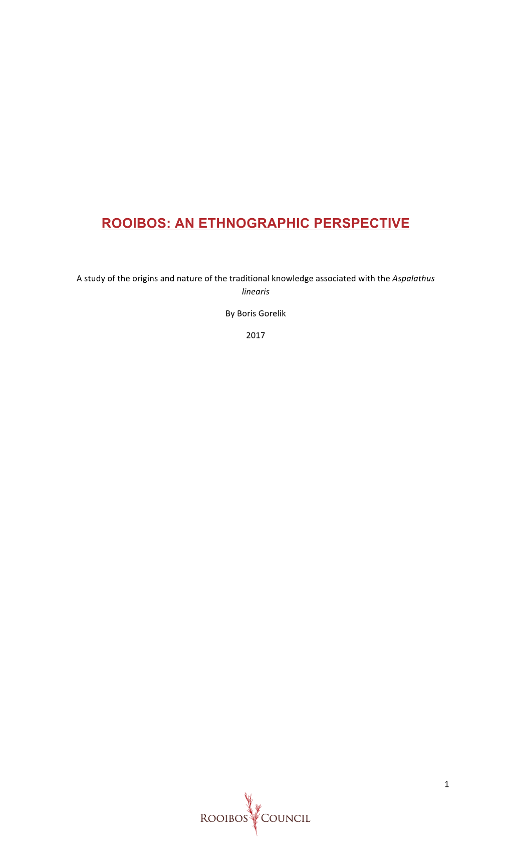 Rooibos: an Ethnographic Perspective