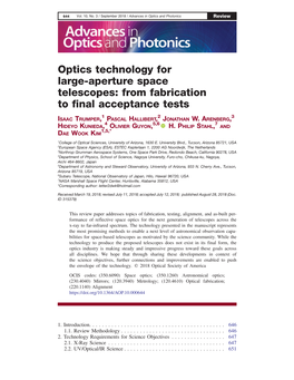 Optics Technology for Large-Aperture Space Telescopes: from Fabrication to Final Acceptance Tests
