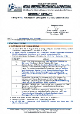 Summary Report on the Effects of Tropical Storm Cosme