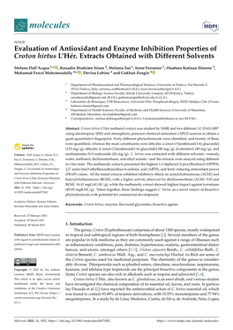 Evaluation of Antioxidant and Enzyme Inhibition Properties of Croton Hirtus L’Hér