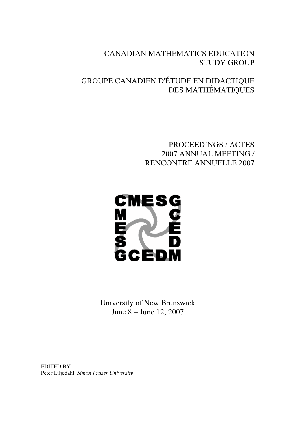 Proceedings of the 2005 Annual Meeting of the Canadian