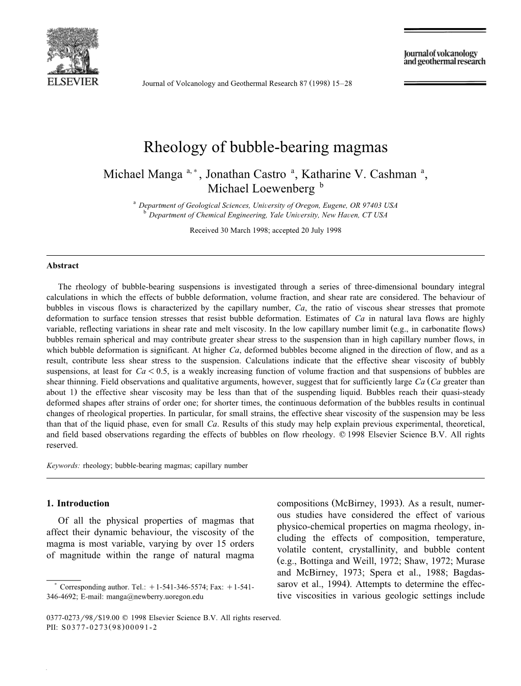 Rheology of Bubble-Bearing Magmas