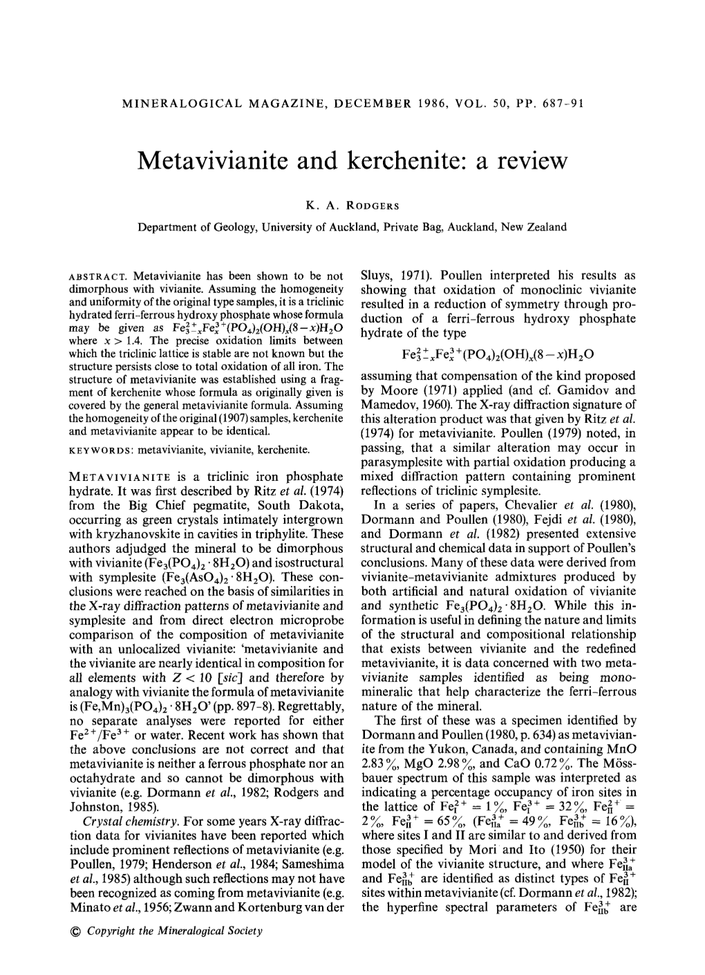 Metavivianite and Kerchenite" a Review