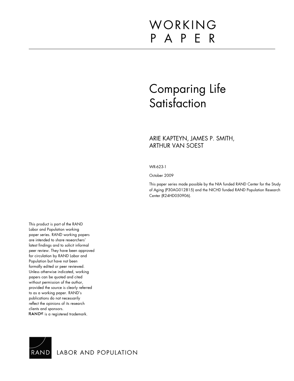 Comparing Life Satisfaction