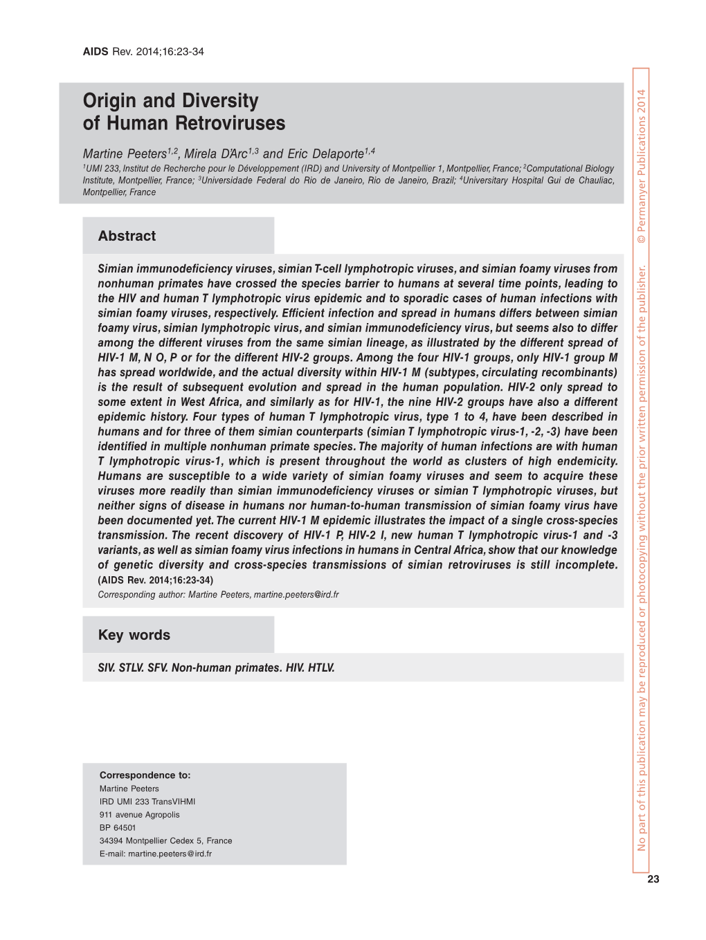 Origin and Diversity of Human Retroviruses