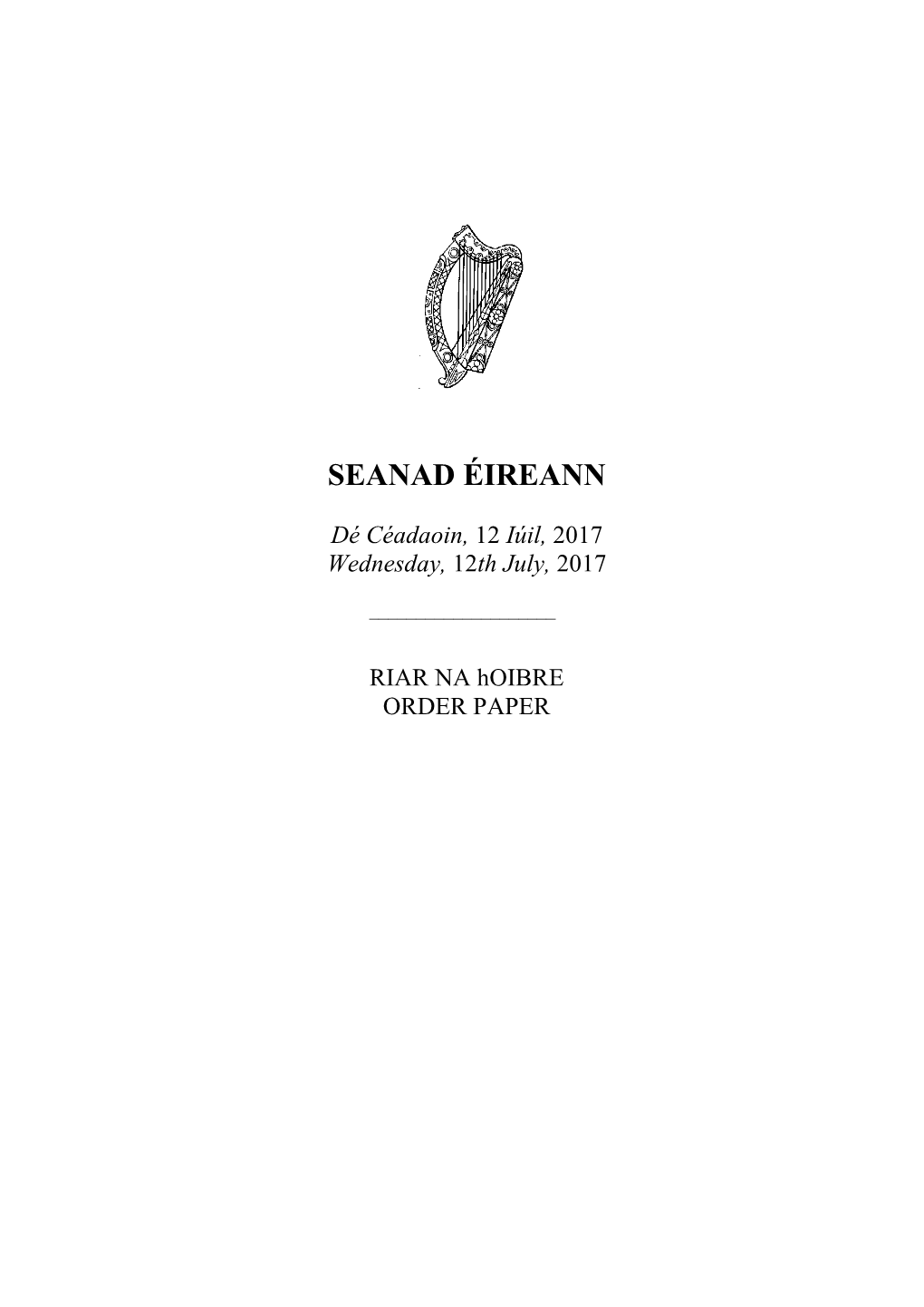 Seanad Order Paper