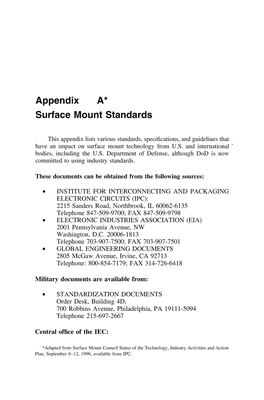 Appendix A* Surface Mount Standards