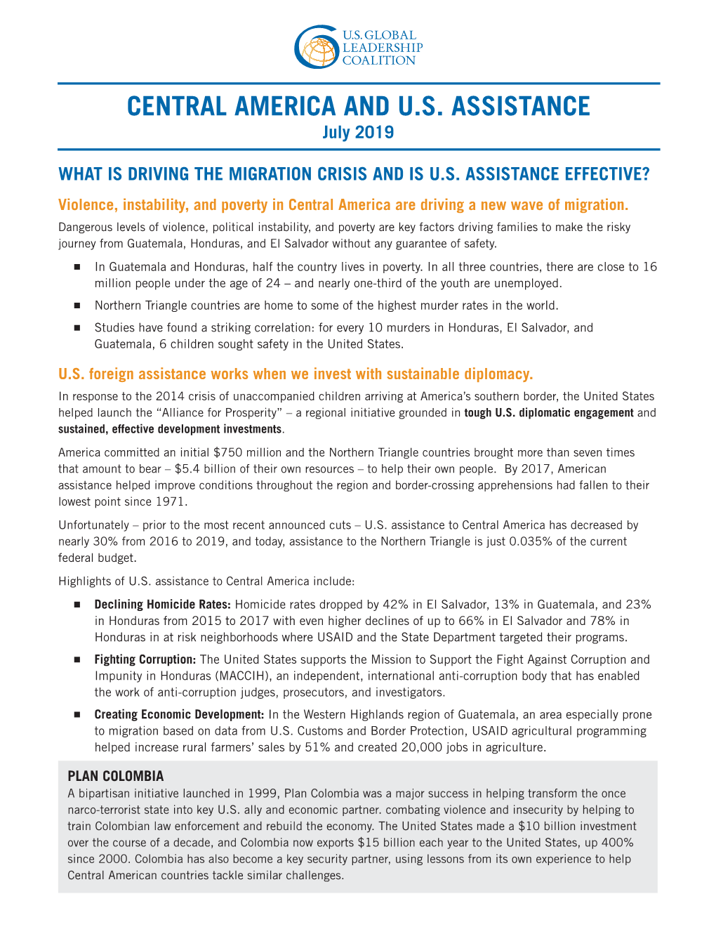 CENTRAL AMERICA and U.S. ASSISTANCE July 2019