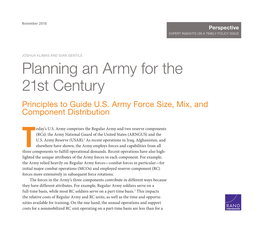 Planning an Army for the 21St Century Principles to Guide U.S