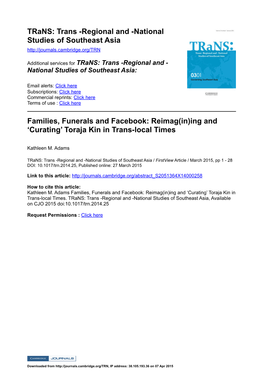 National Studies of Southeast Asia Families, Funerals and Facebook