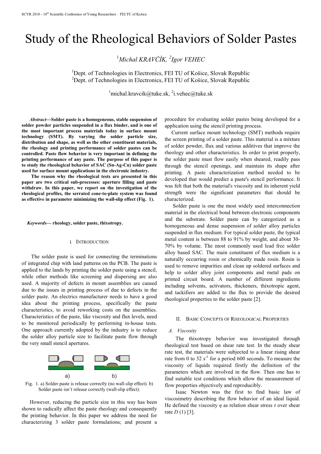 Study of the Rheological Behaviors of Solder Pastes