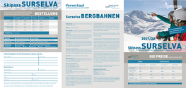 Skipass SURSELVA Vorverkauf Gültig Sommer 2021 Und Wintersaison 2021/22 Mit Preisvorteil Bis Zum 30