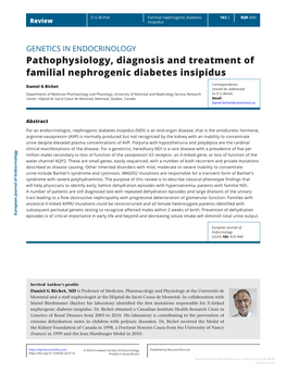 Pathophysiology, Diagnosis and Treatment of Familial Nephrogenic Diabetes Insipidus