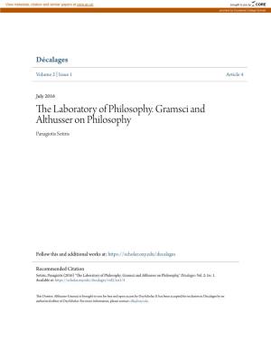 The Laboratory of Philosophy. Gramsci and Althusser on Philosophy Panagiotis Sotiris