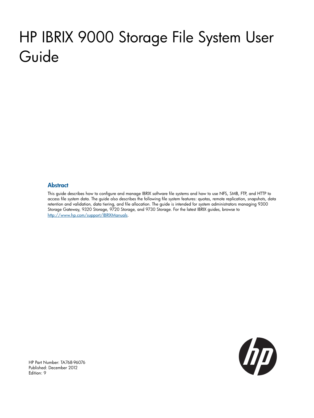HP IBRIX 9000 Storage File System User Guide