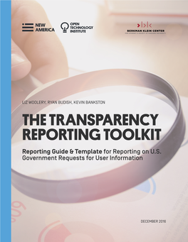 THE TRANSPARENCY REPORTING TOOLKIT Reporting Guide & Template for Reporting on U.S