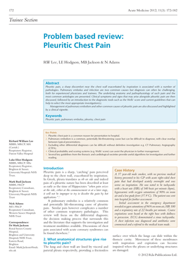 Problem Based Review: Pleuritic Chest Pain