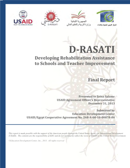 D-RASATI Developing Rehabilitation Assistance to Schools and Teacher Improvement