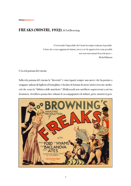 FREAKS (MOSTRI, 1932), Di Tod Browning