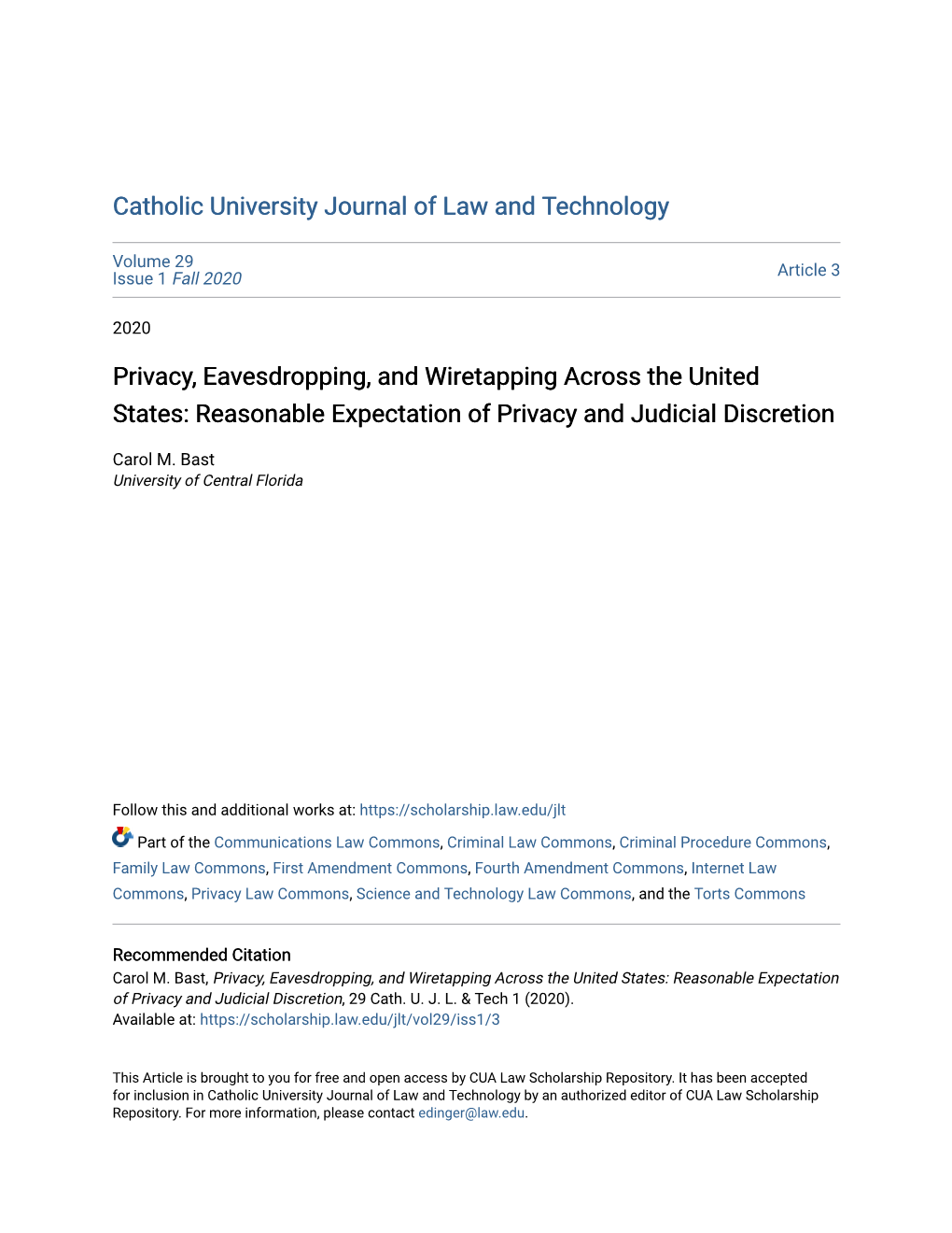 Privacy, Eavesdropping, and Wiretapping Across the United States: Reasonable Expectation of Privacy and Judicial Discretion