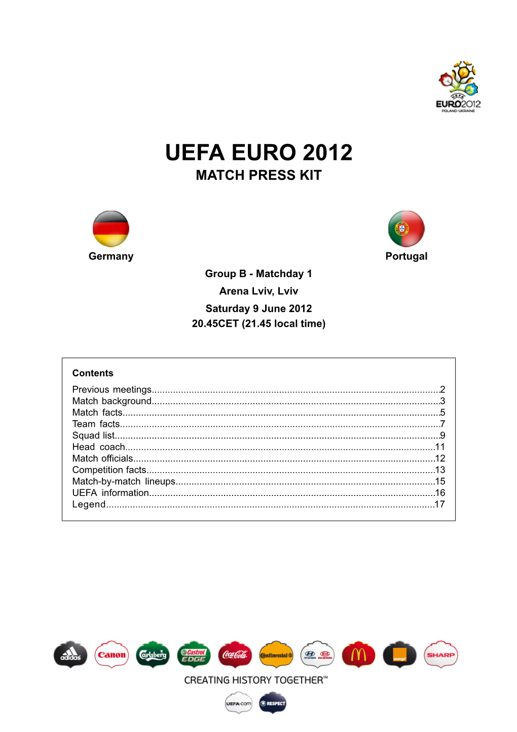 Uefa Euro 2012 Match Press Kit