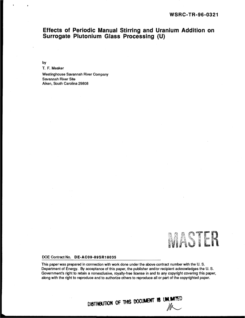 Effects of Periodic Manual Stirring and Uranium Addition on Surrogate Plutonium Glass Processing (U)