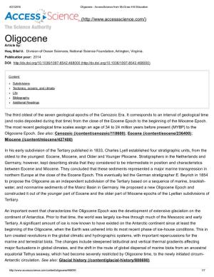 Oligocene ­ Accessscience from Mcgraw­Hill Education
