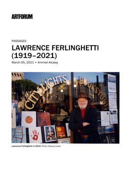 LAWRENCE FERLINGHETTI (1919–2021) March 05, 2021 • Ammiel Alcalay