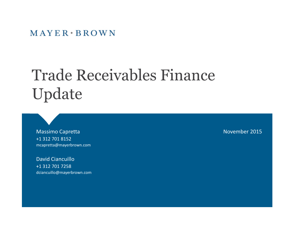 Trade Receivables Finance Update