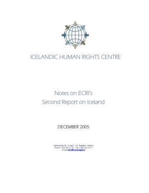 ICELANDIC HUMAN RIGHTS CENTRE Notes on ECRI's Second