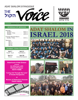 ISRAEL 2018 Saturdays: April 7
