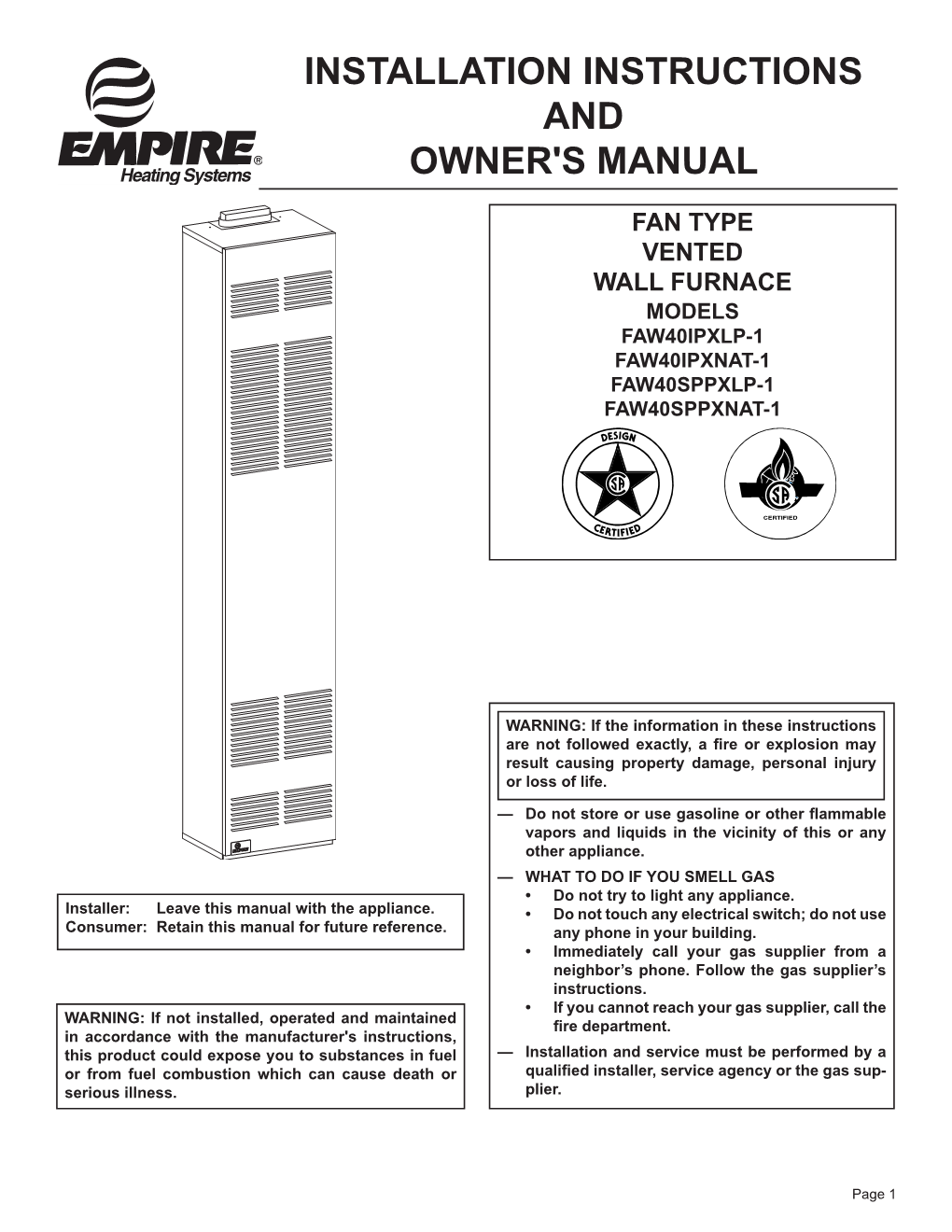 Installation Instructions and Owner's Manual