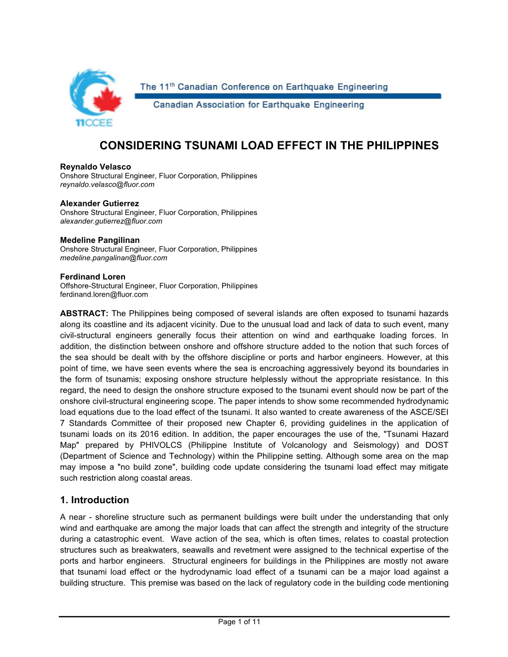 Considering Tsunami Load Effect in the Philippines