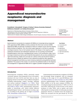 Appendiceal Neuroendocrine Neoplasms: Diagnosis and Management