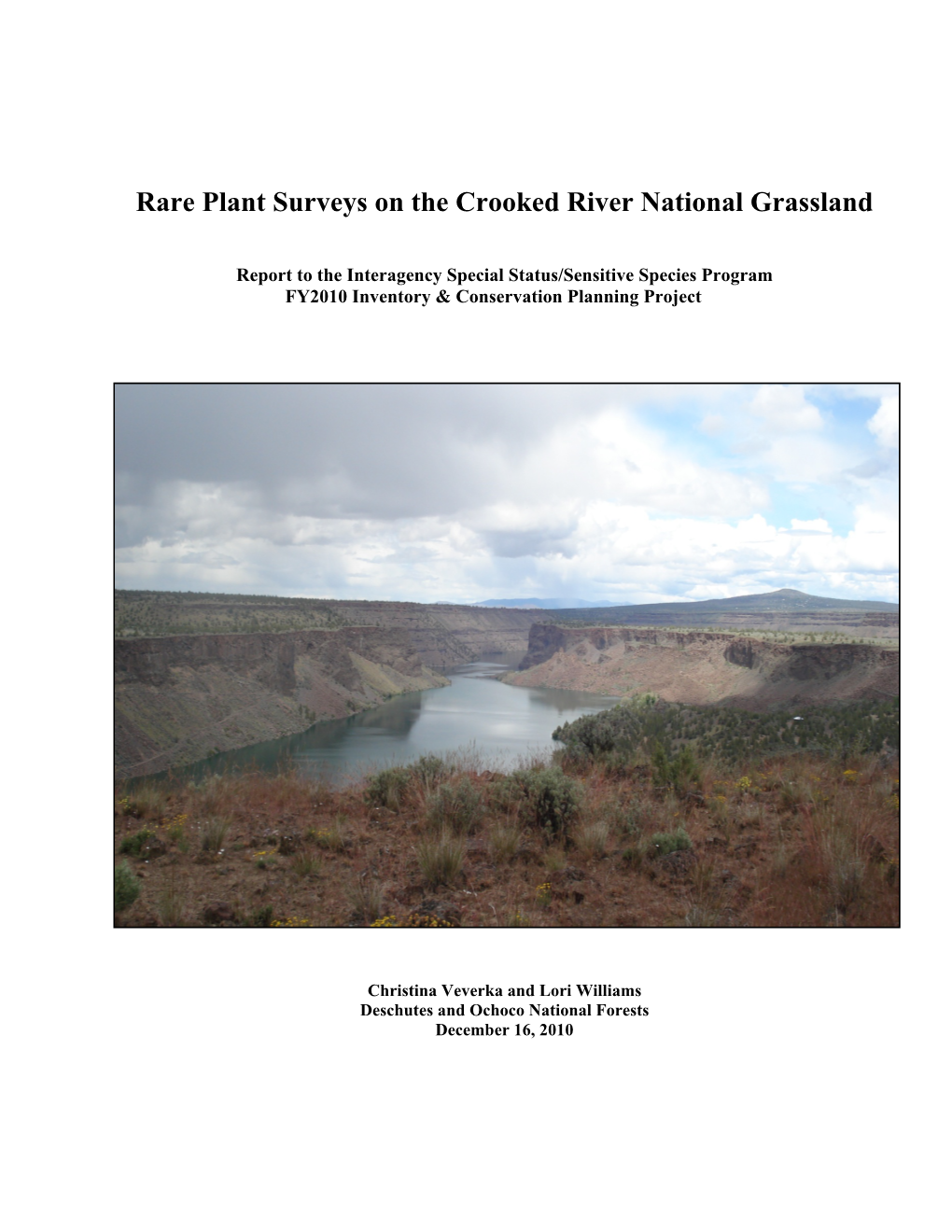 Rare Plant Surveys on the Crooked River National Grassland