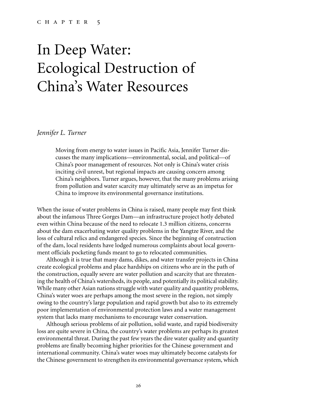 In Deep Water: Ecological Destruction of China's Water Resources